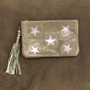 Never used Olive green and metallic purple stars bag